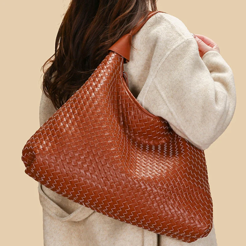 Artisanal Woven Lattice Slouchy Shoulder Bag - Image 4