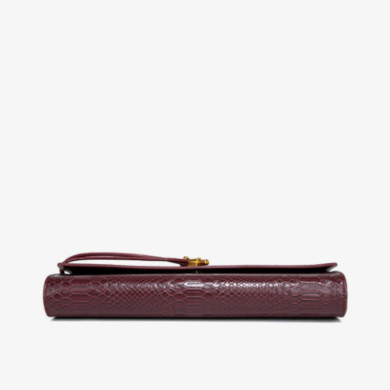 Bordeaux Croc Texture Structured Handbag - Image 3