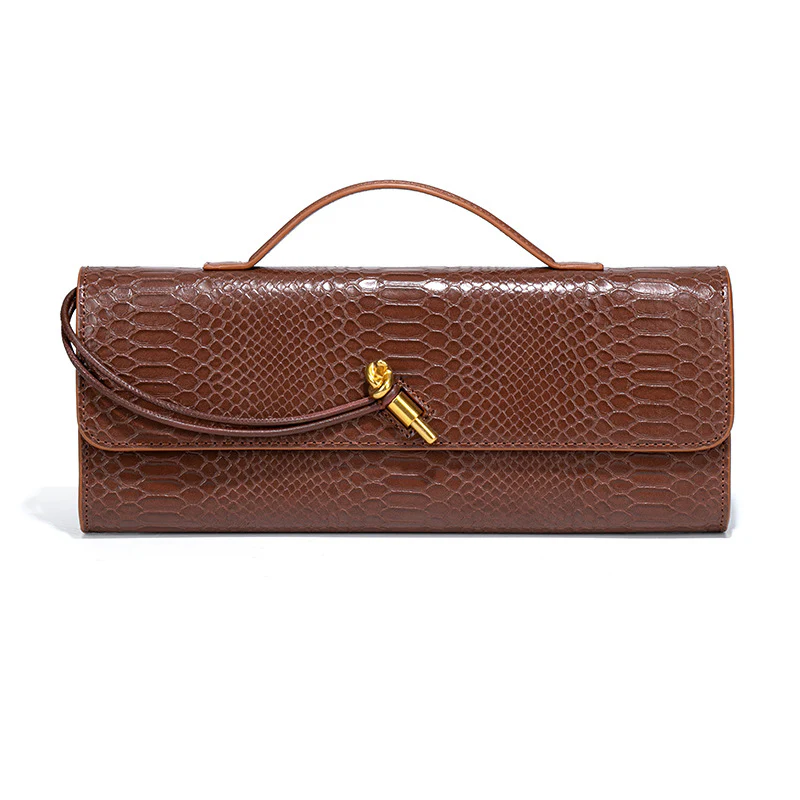 Bordeaux Croc Texture Structured Handbag - Image 6