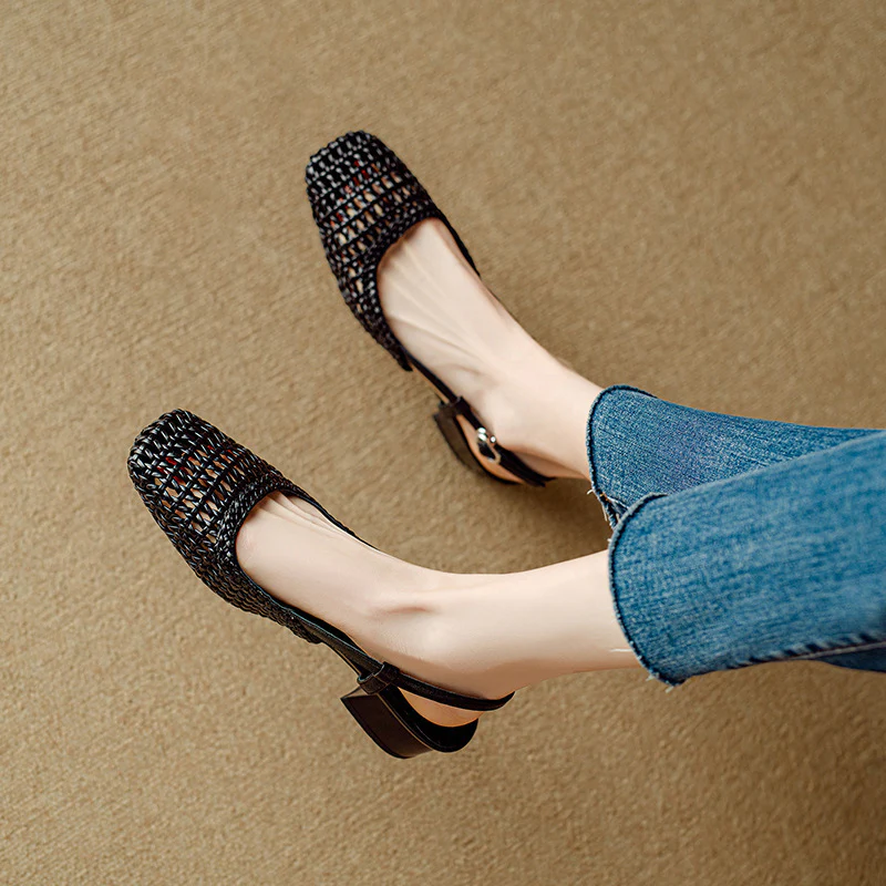 Breathable Square Toe Chunky Pumps - Image 6