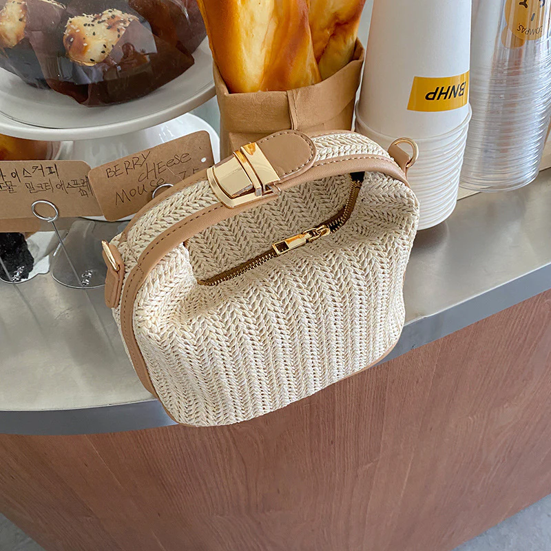 Straw Woven Summer Mini Shoulder Messenger Bag - Image 5