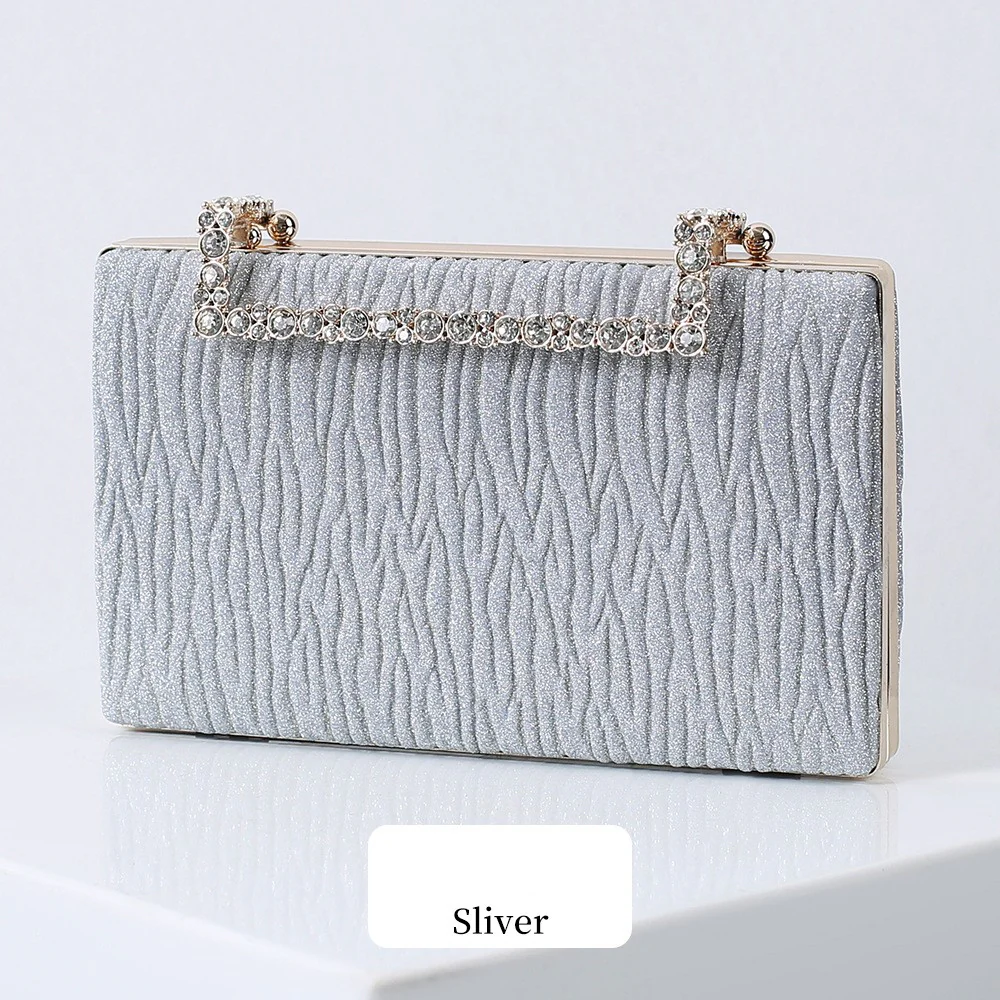 Pleated Diamond Oxford Cloth Evening Clutch - Image 5