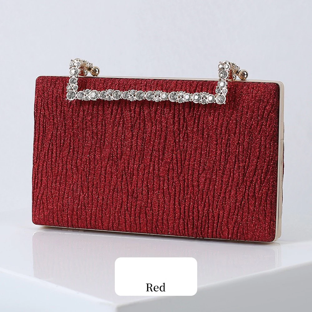 Pleated Diamond Oxford Cloth Evening Clutch - Image 6