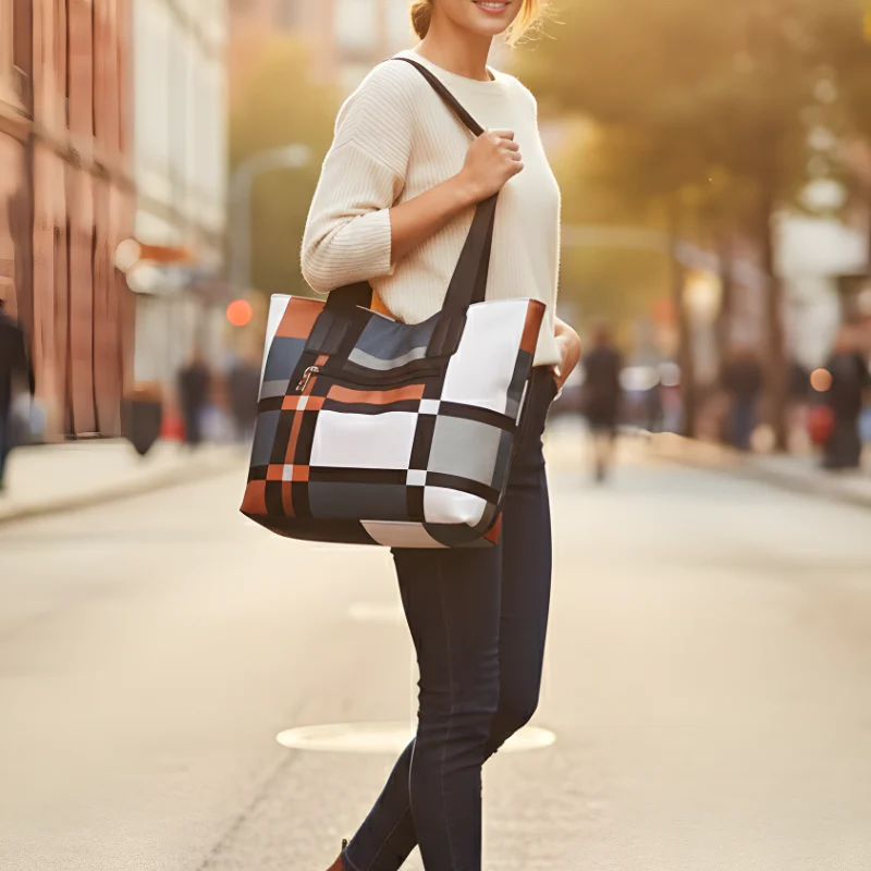 Chic Plaid Pattern Shoulder Bag - Image 4