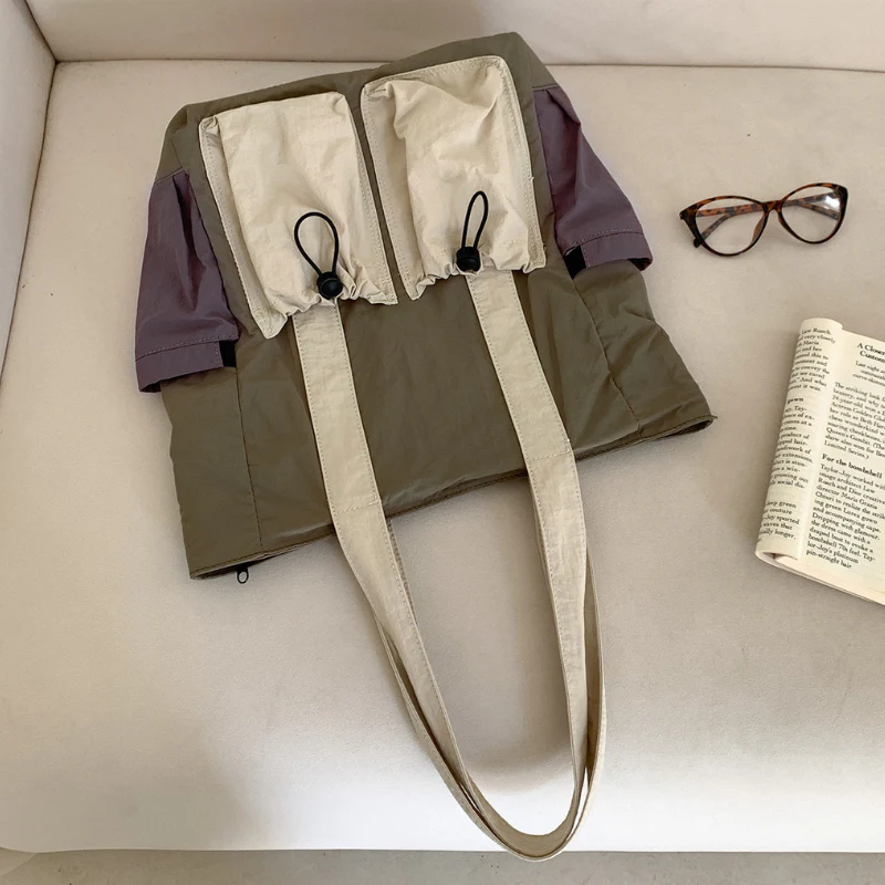 Color Block Multi Pocket Tote Bag - Image 3
