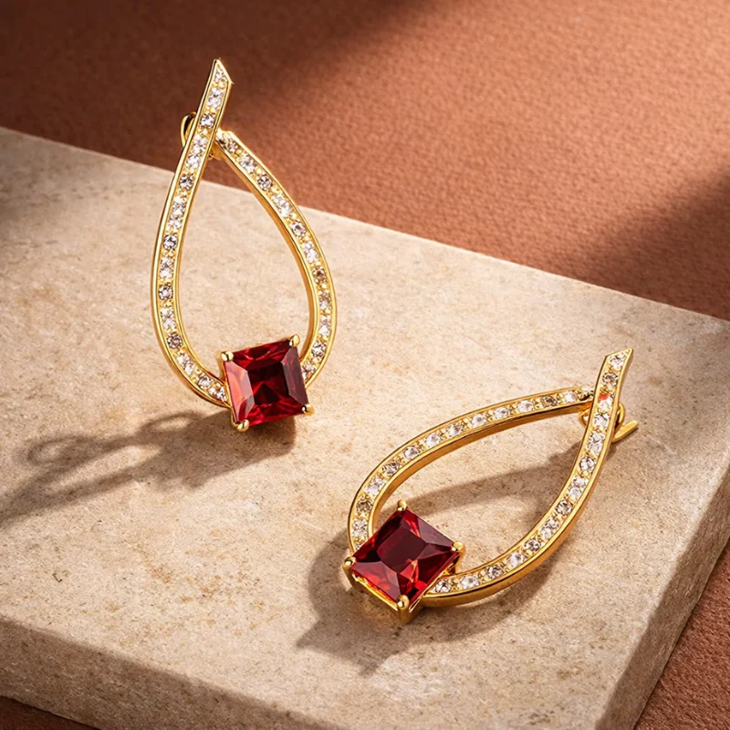 Colorful Teardrop Gemstone Earrings - Image 3