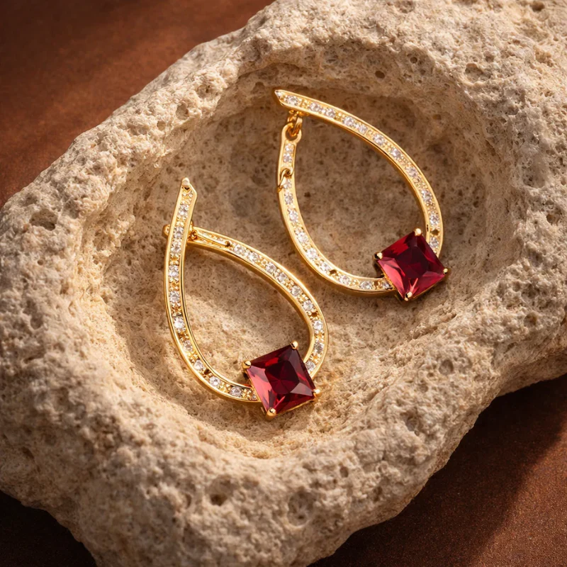 Colorful Teardrop Gemstone Earrings - Image 4