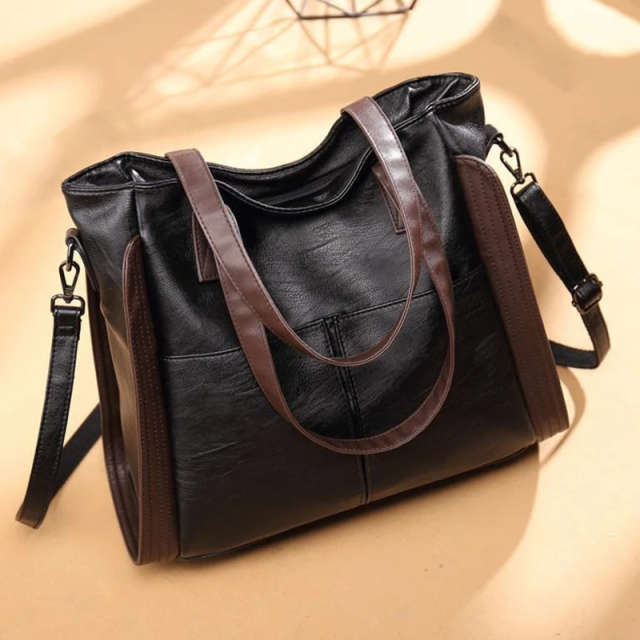 Soft Leather Large Capacity Fashion Tote Handbag - Image 5