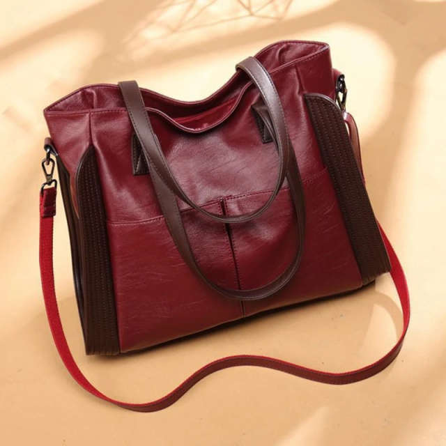 Soft Leather Large Capacity Fashion Tote Handbag - Image 6