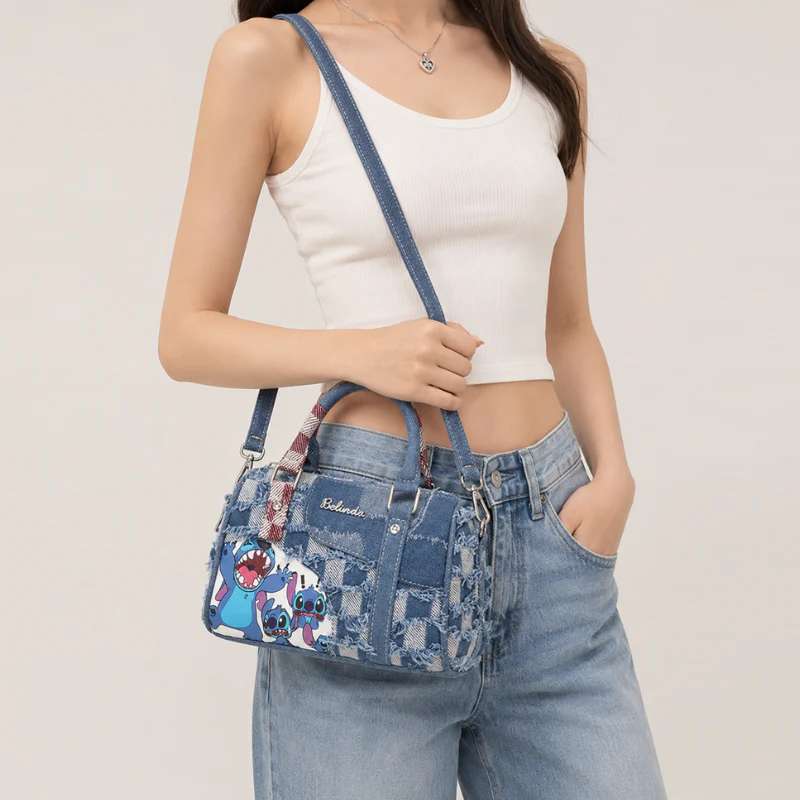 Denim Patchwork Stitch Handbag - Image 4