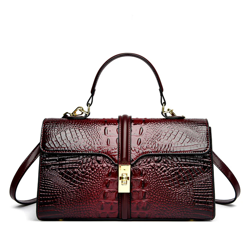 Elegant Crocodile Pattern Luxury Handbag - Image 6