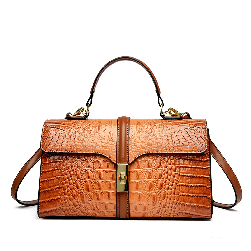 Elegant Crocodile Pattern Luxury Handbag - Image 7