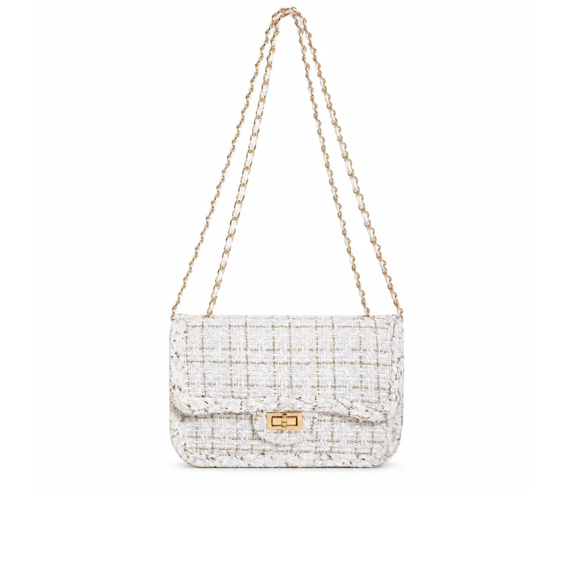 Elegant Tweed Chain Shoulder Bag