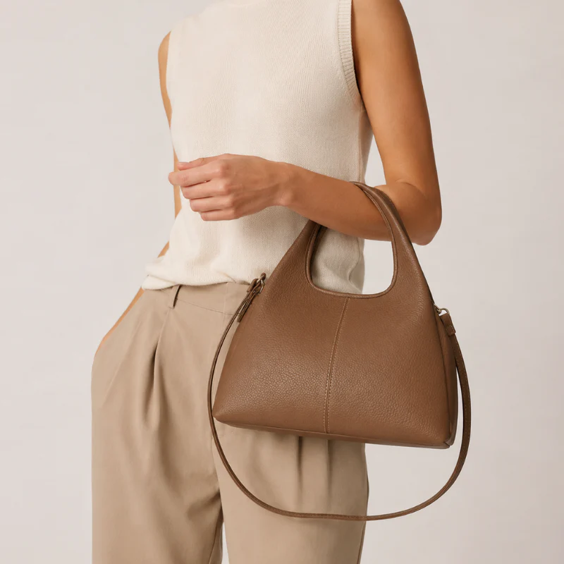 Elise Lychee Grain Cowhide Structured Handbag - Image 4