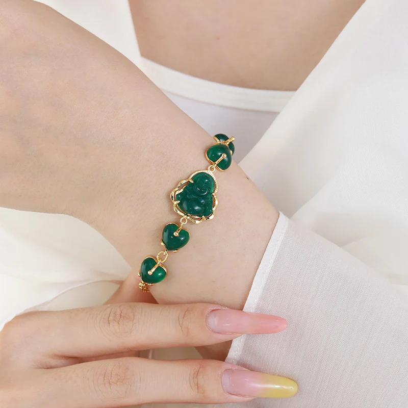 Emerald Heart Gold Plated Bracelet - Image 4