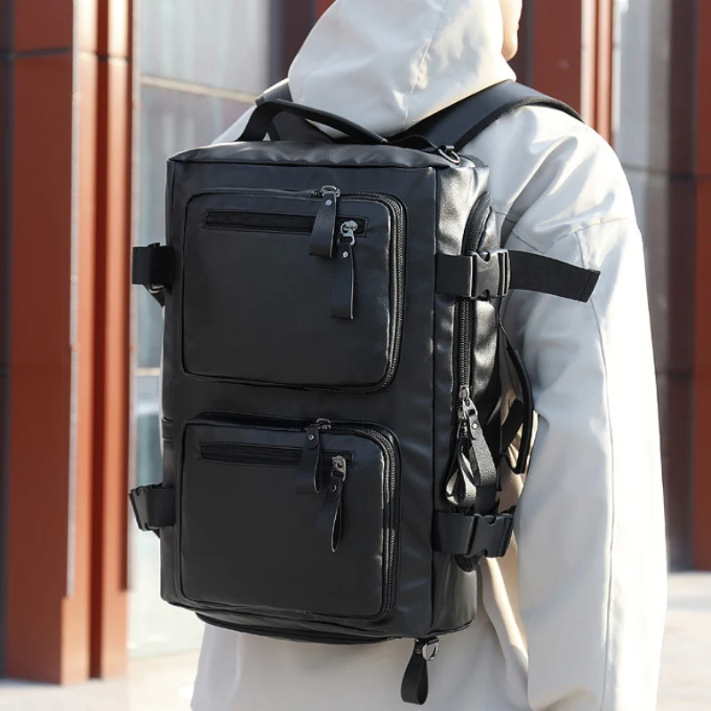 Fashion Business Casual Leather Look Travel Backpack - Image 4