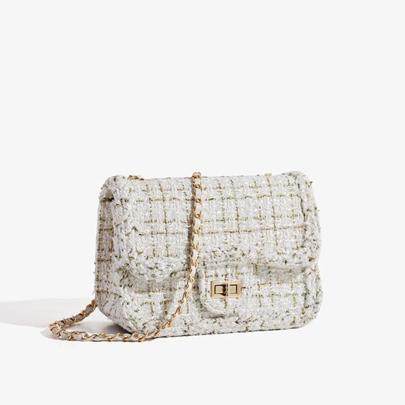 French Style Plaid Chain Crossbody Bag - Image 2