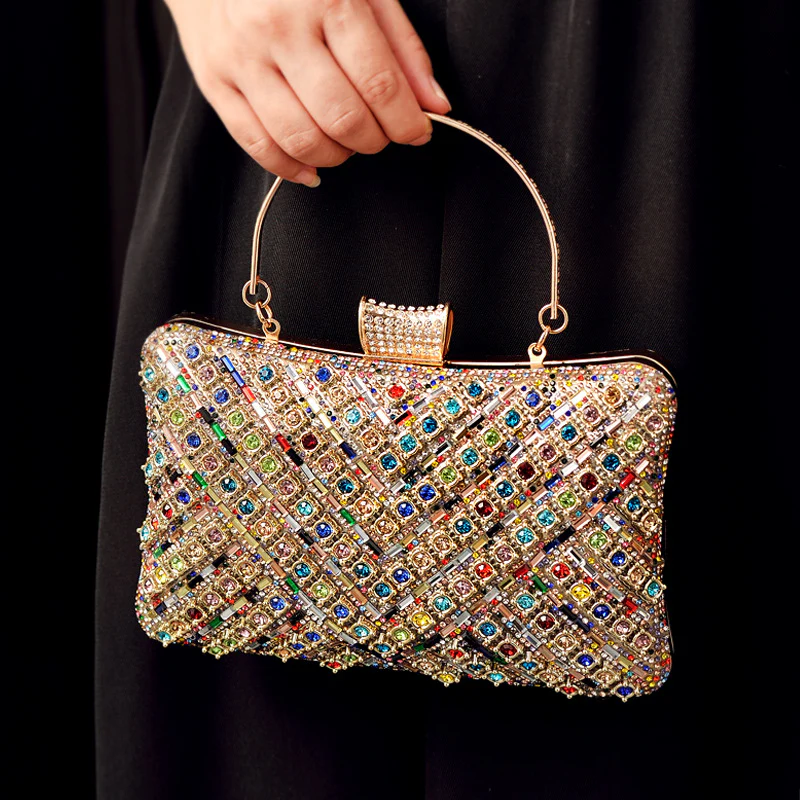 Colorful Diamond-Studded Resin Evening Clutch - Image 4