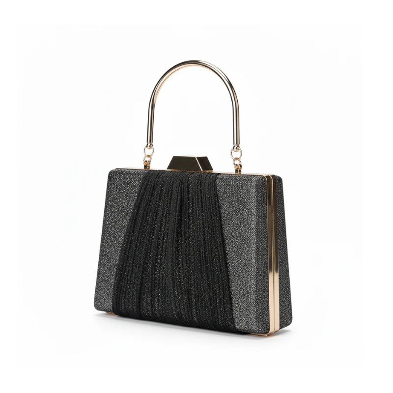 Glitter Drape Pleat Evening Clutch Bag - Image 2