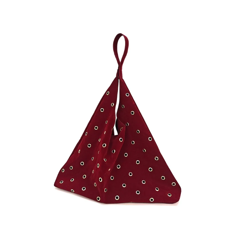Grommet Adorned Suede Origami Shoulder Bag - Image 5