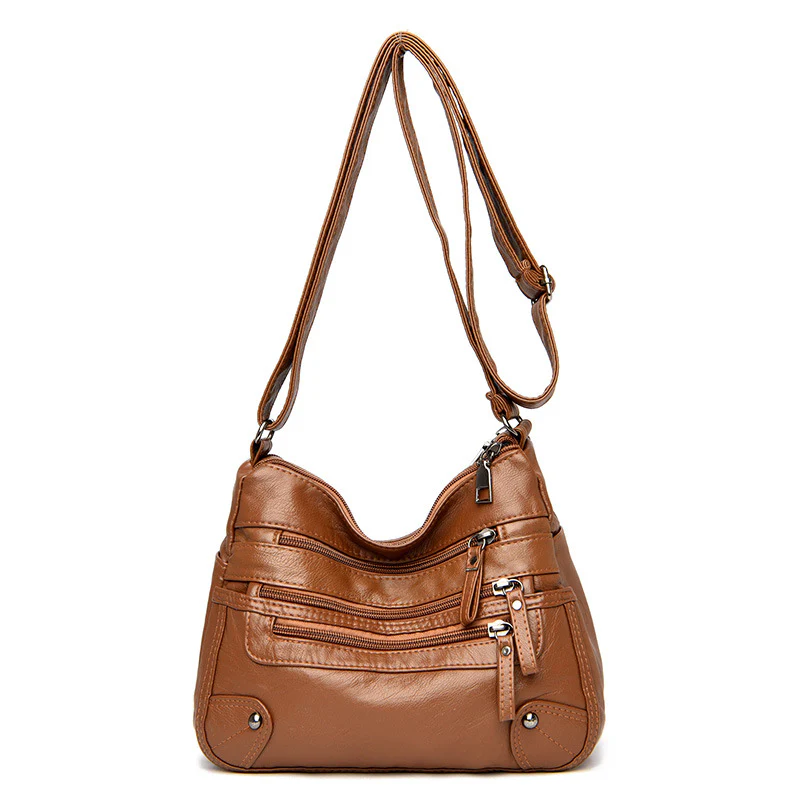 Large Capacity Soft Leather Shoulder Bag - Image 6