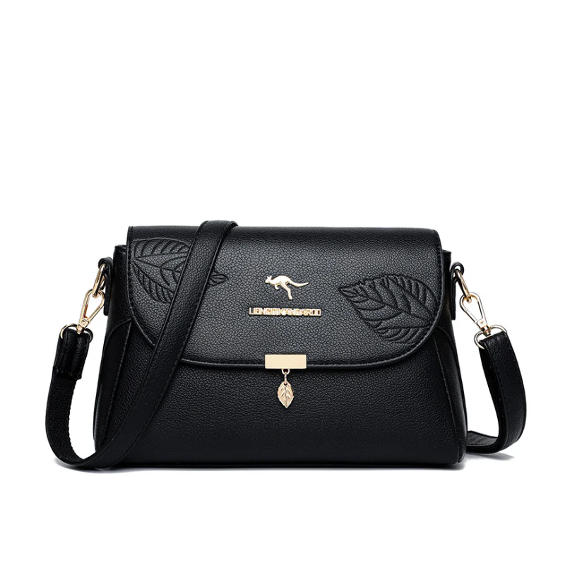 Leaf Charm Soft Leather Crossbody Bag