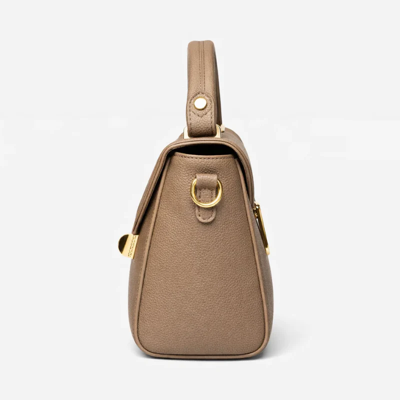 Lock Square Cowhide Textured Handbag - Image 2