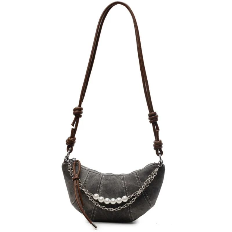 Luna Patchwork Crescent Shoulder Bag - Image 7