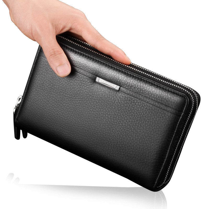 Men's Double Zipper PU Leather Business Clutch Wallet - Image 5