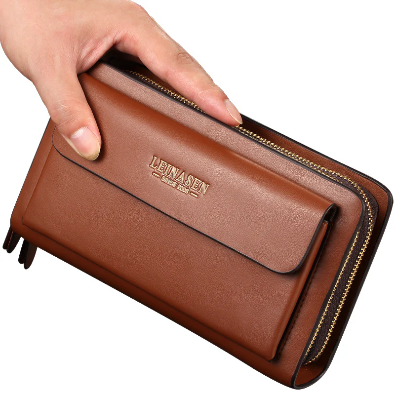 Soft Leather Long Zipper Business Wallet - Image 5