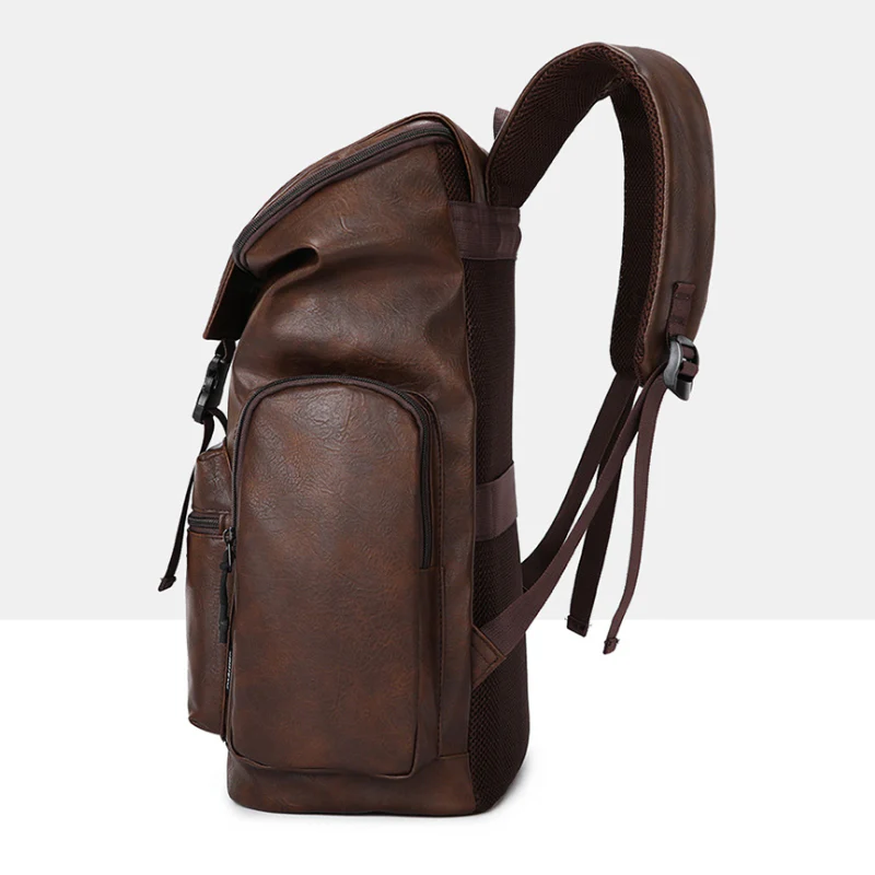 Men’s Retro Leather Large Capacity Backpack - Image 2