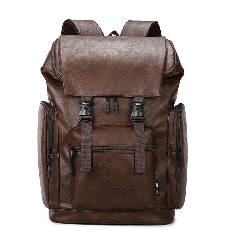 Men’s Retro Leather Large Capacity Backpack - Image 6