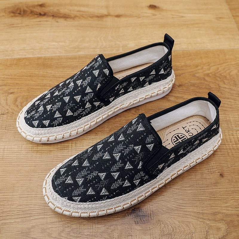 Men's Artistic Patterned Slip-On Canvas Loafers - Image 3