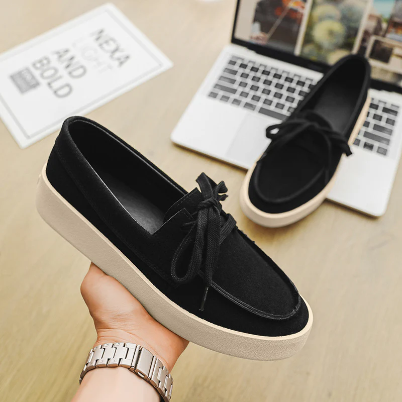 Men's Clean Low-Profile Lace-Up Moccasin Loafers - Image 6