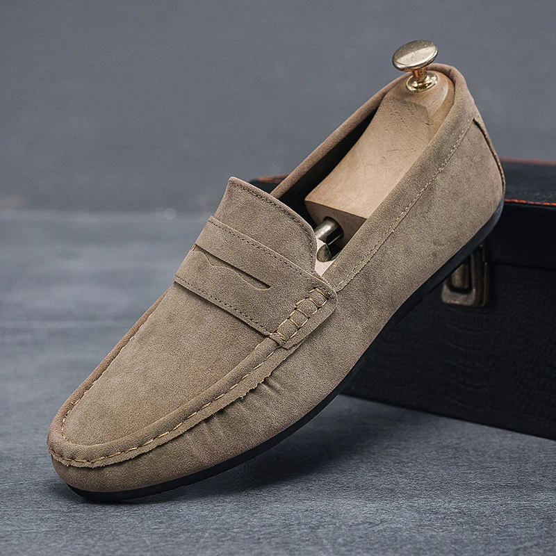 Men's Minimalist Suede Texture Penny Loafers - Image 6