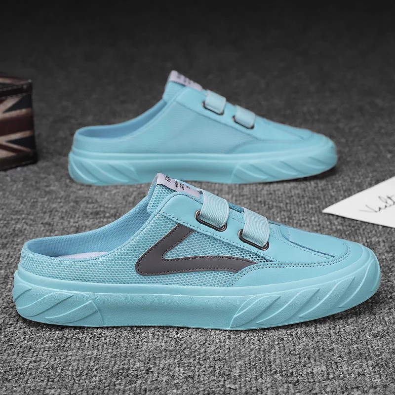 Men's Sporty Hook-and-Loop Backless Walking Sneakers - Image 3