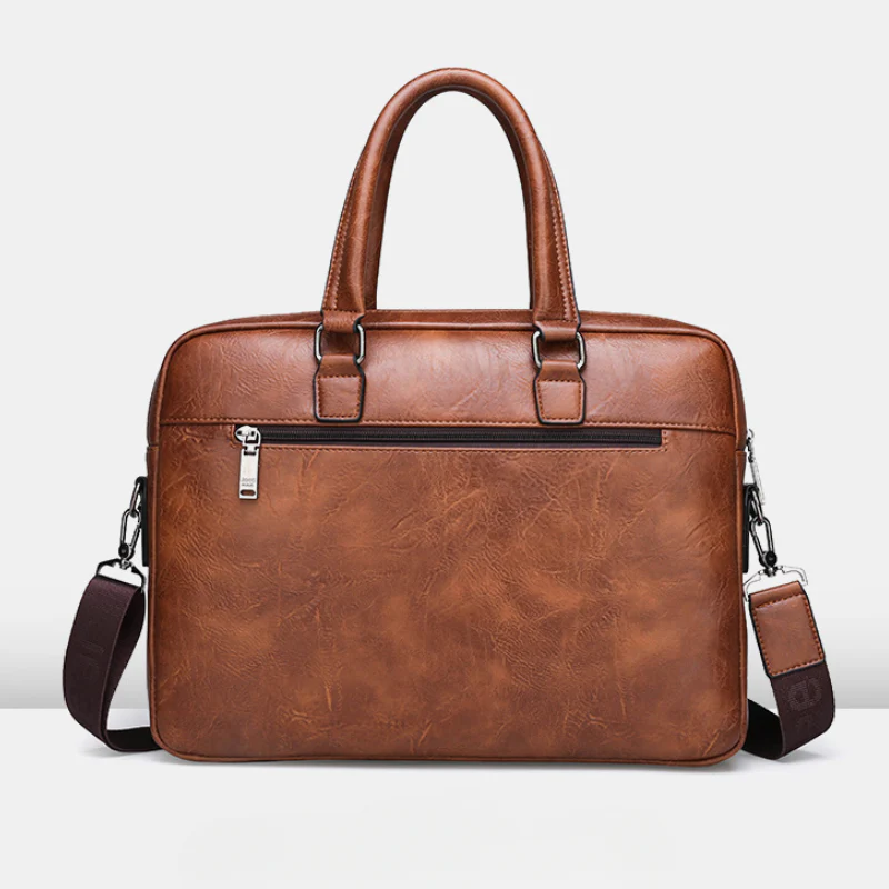 Retro Men's Leather Laptop Briefcase - Image 3