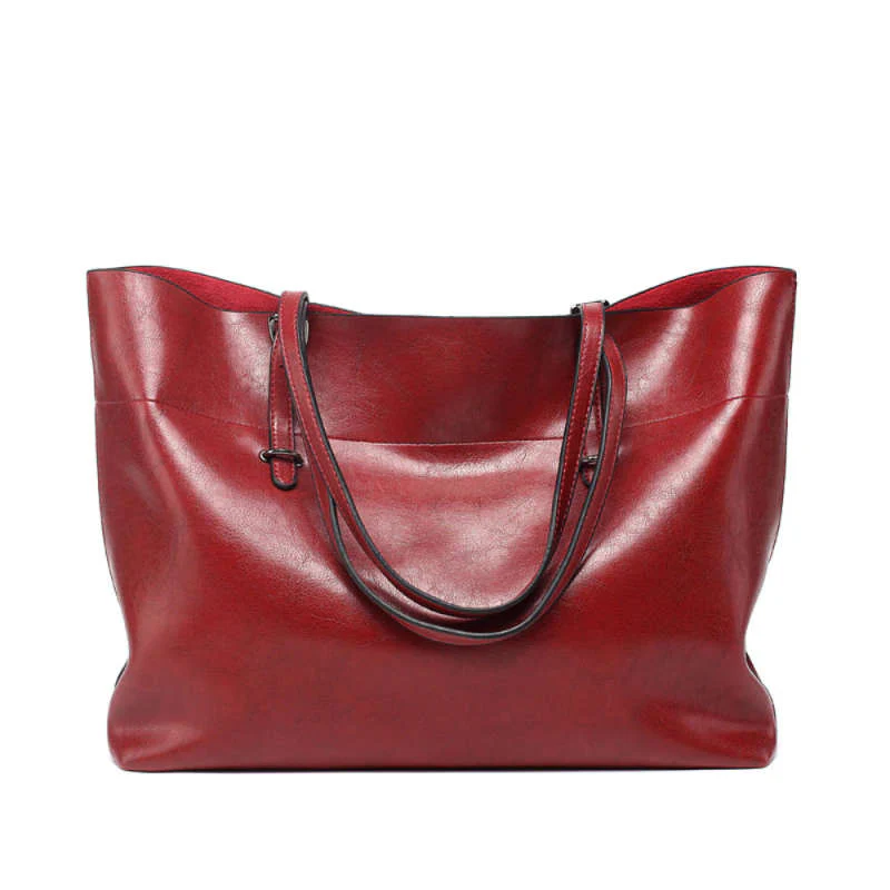 Simple Elegant Large Capacity PU Leather Tote Handbag - Image 4