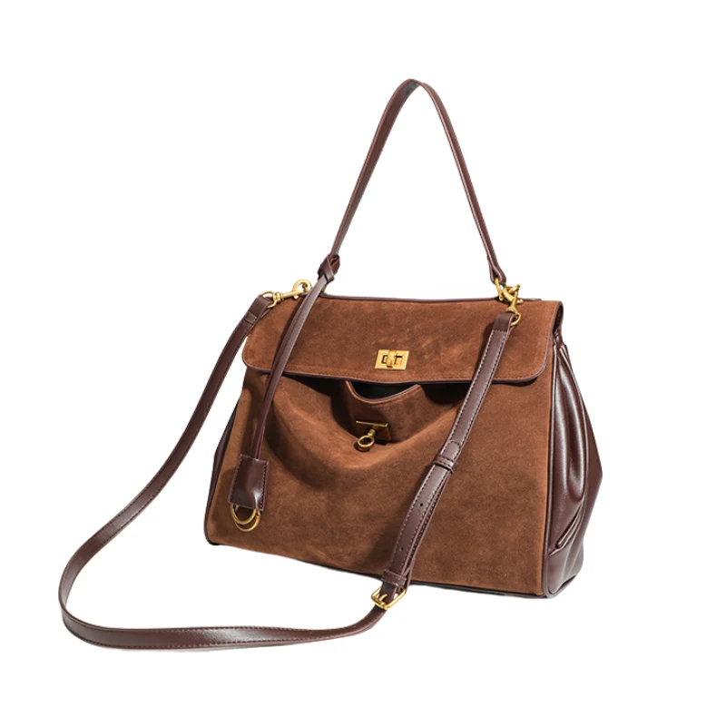 Nubiera Elite Lock Nubuck Leather Shoulder Bag - Image 2