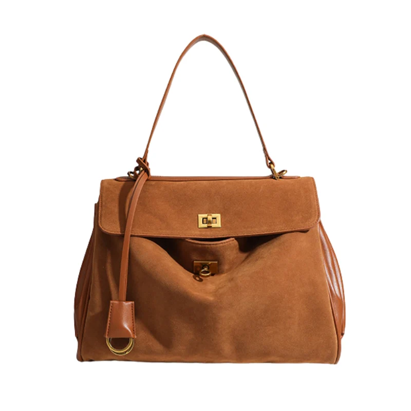 Nubiera Elite Lock Nubuck Leather Shoulder Bag - Image 5