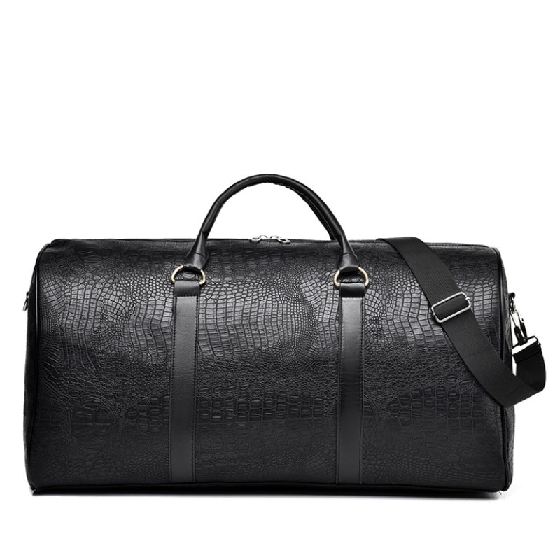 Oversized Croc-Textured Weekend Travel Duffle Bag - Image 6