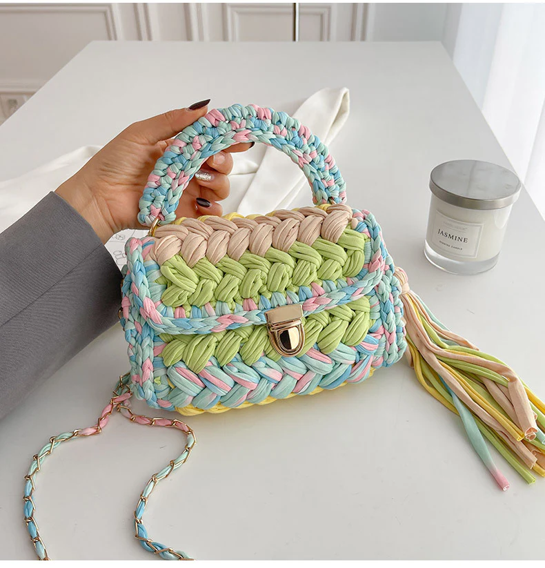 Pastel Knit Handbag - Image 6