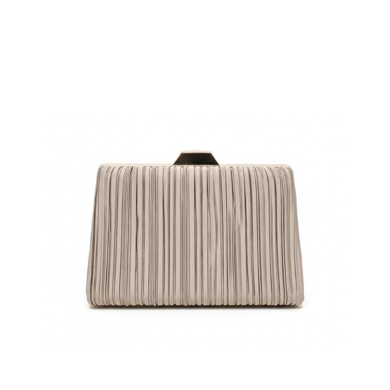 Pleated Hard Case Evening Clutch with Chain Strap