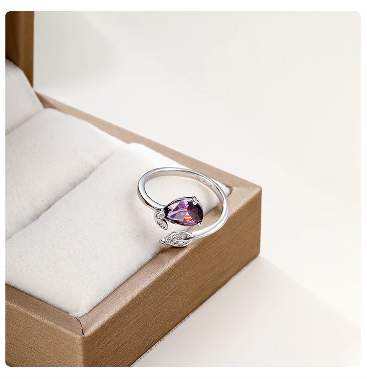 Purple Tulip Zircon Adjustable Ring - Image 5