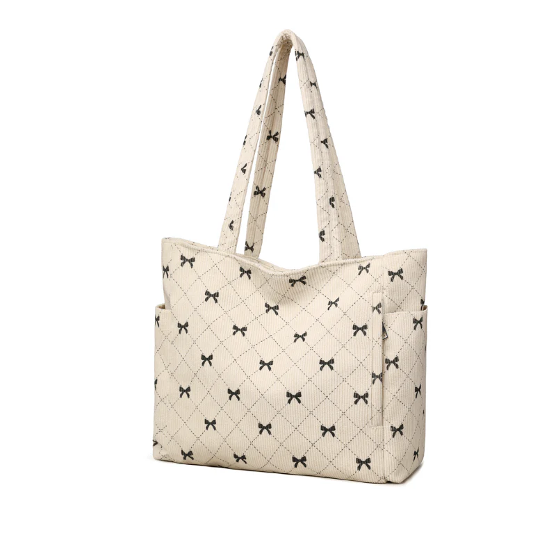 Quilted Bow Pattern Tote Bag - Image 3
