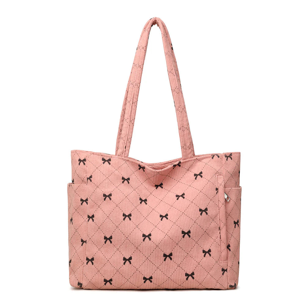 Quilted Bow Pattern Tote Bag - Image 5