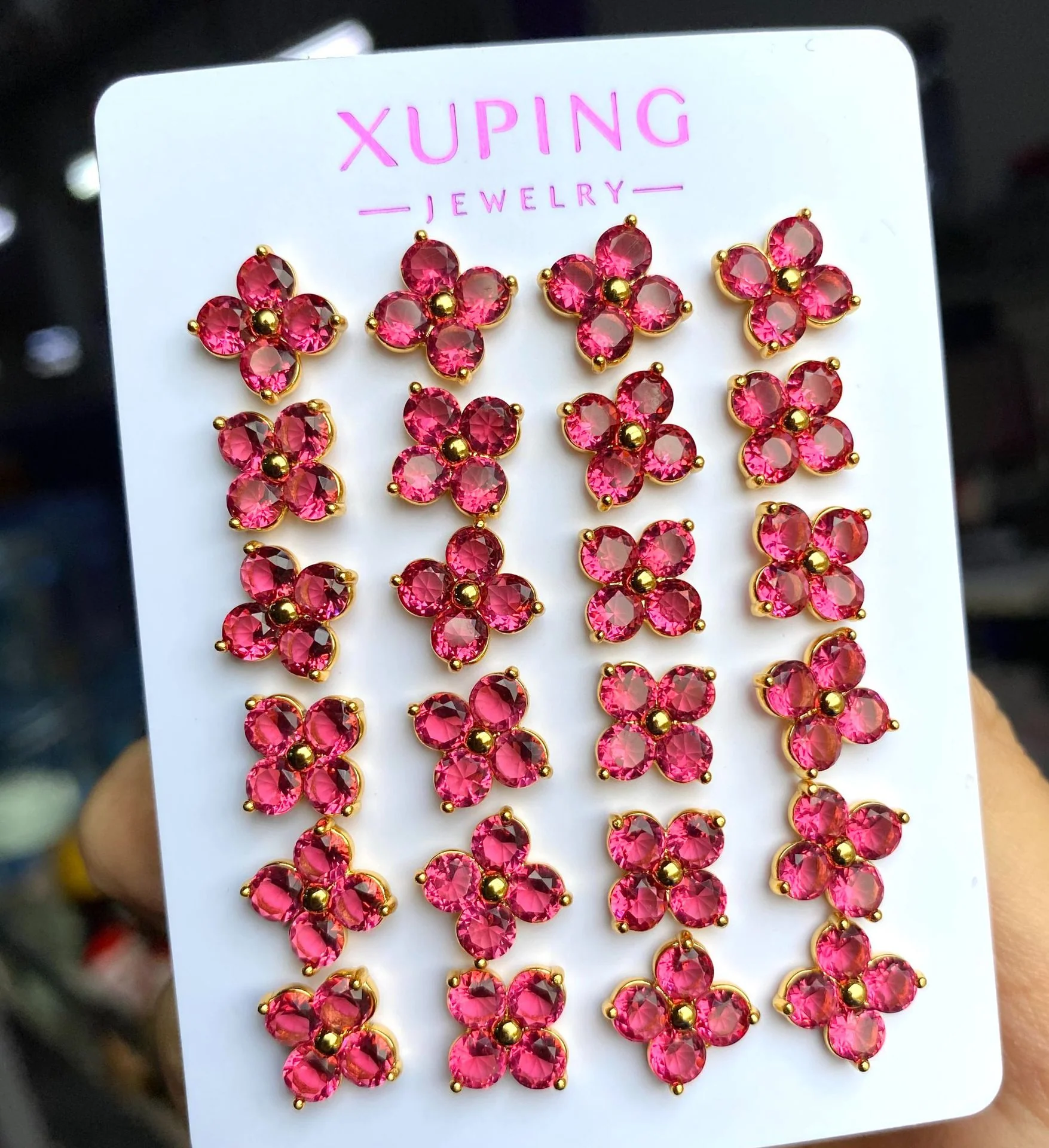 Red Four-Leaf Flower Earrings - Image 6