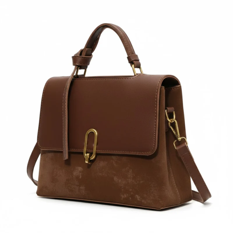 Retro Gold Clasp Messenger Handbag - Image 2