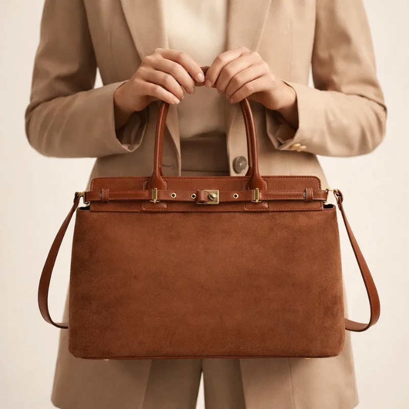 Retro Leather Buckle Handbag - Image 4