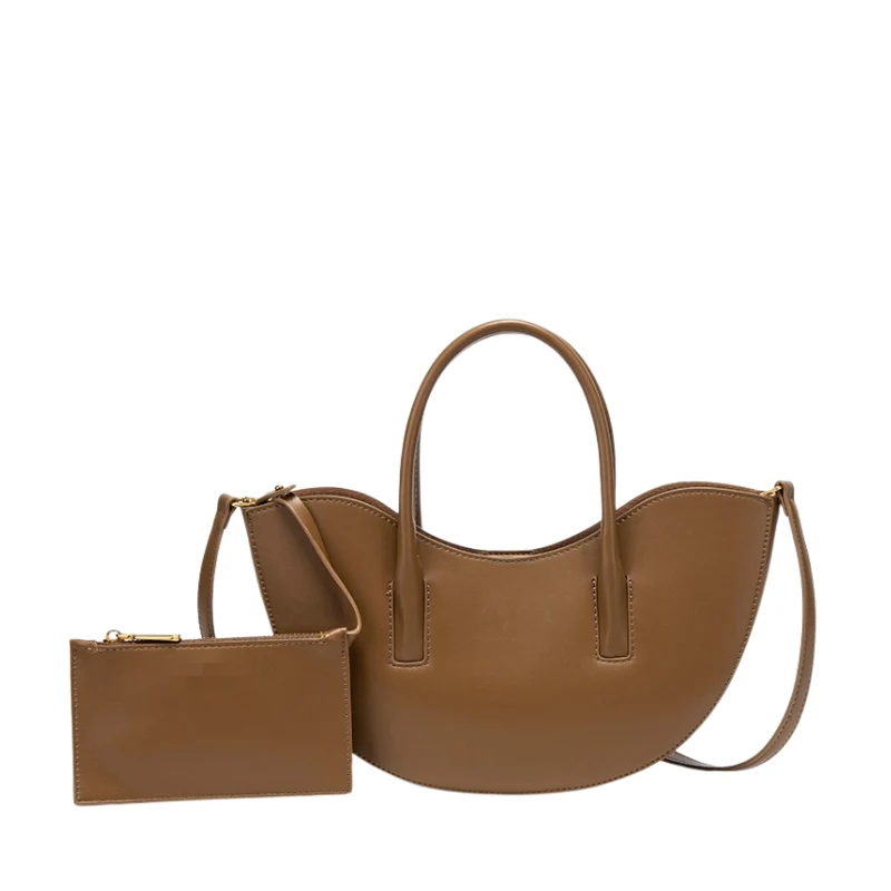 Sculptural Crescent Handbag with Accessory Pouch - Image 5